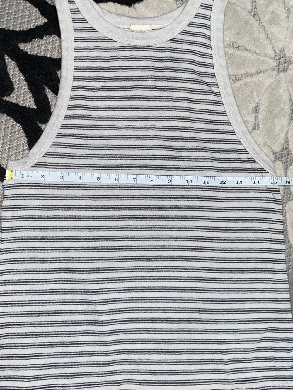 White Crow Tank Top Soft Gray w/ Black Stripes Size Medium - Picture 6 of 6